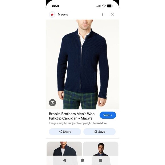 Brooks Brothers Red Fleece Wool Cardigan Sweater Full Zip Up Front Men's Large - Picture 2 of 10